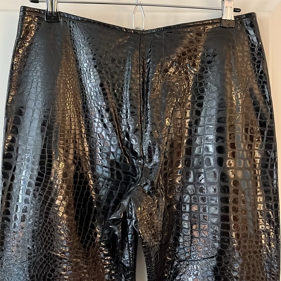Comme Toujours Patent Leather Croc Embossed High Rise Pants - Picture 7 of 15